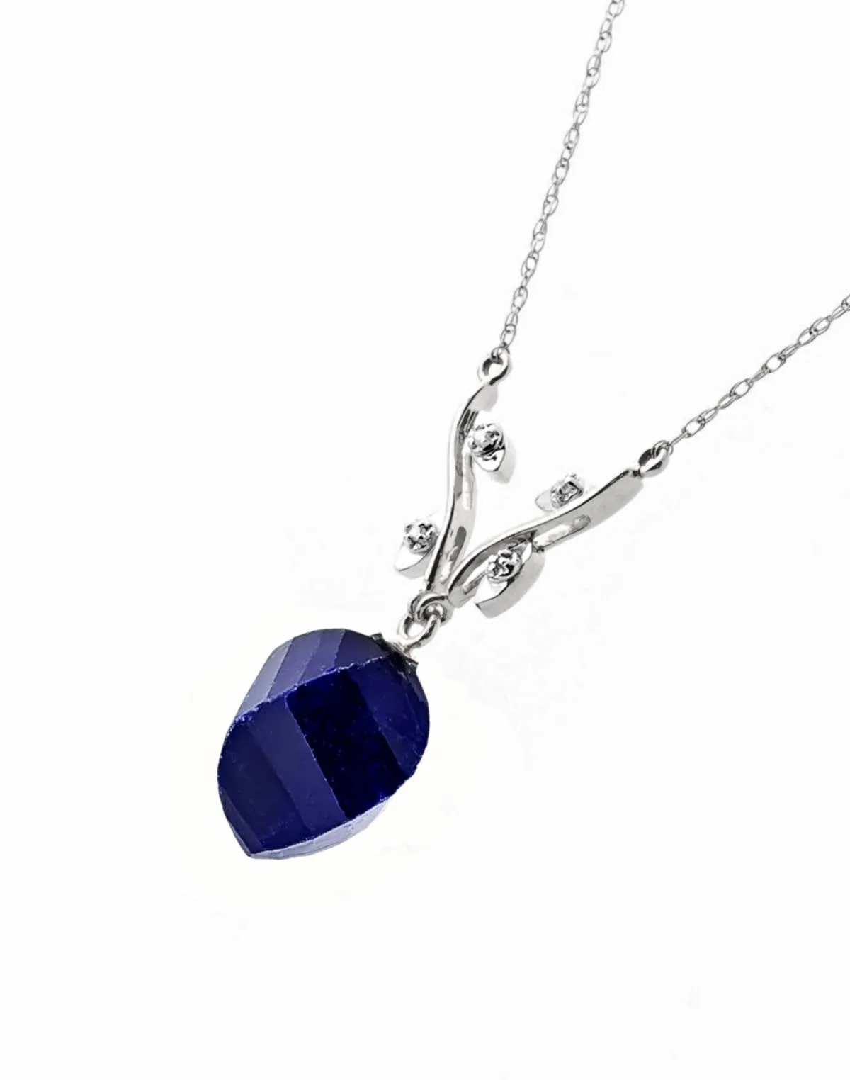 15.27 Carat 14K Solid White Gold Chamber Music Sapphire Diamond Necklace