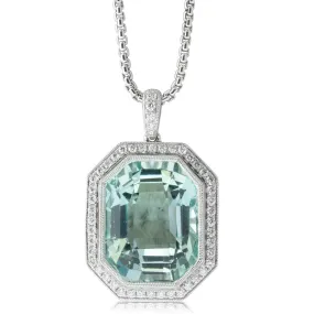 18ct White Gold Aquamarine & Diamond Necklace