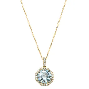 18ct Yellow Gold Aquamarine & Diamond Sierra Pendant