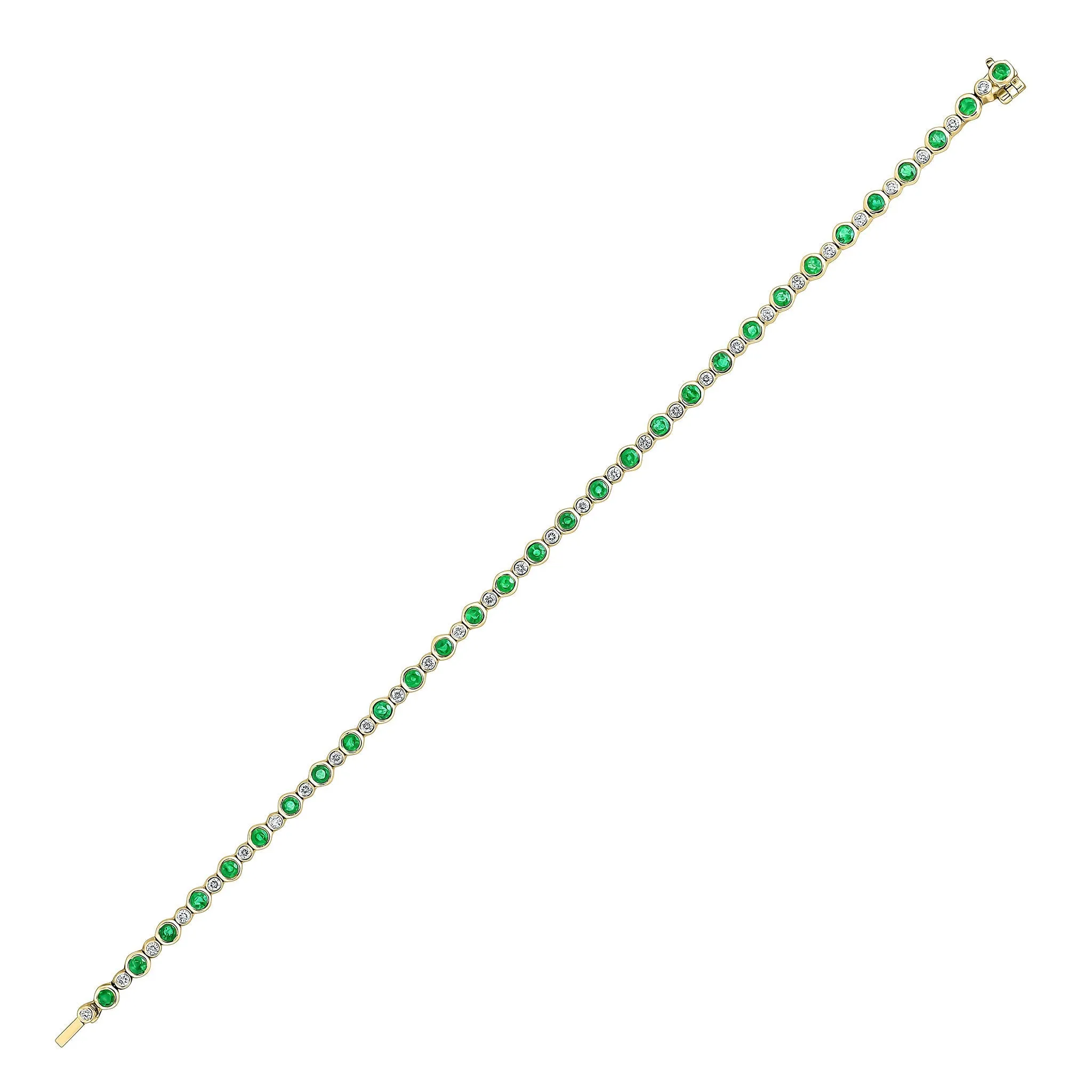 18ct Yellow Gold Round Emerald And Diamond Bracelet