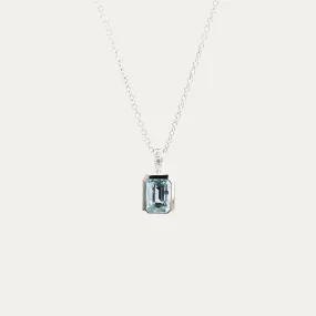 18k Gold Aquamarine Diamond Pendant Necklace