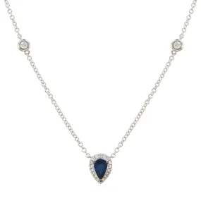 18k Gold Blue Sapphire & Diamond Necklace