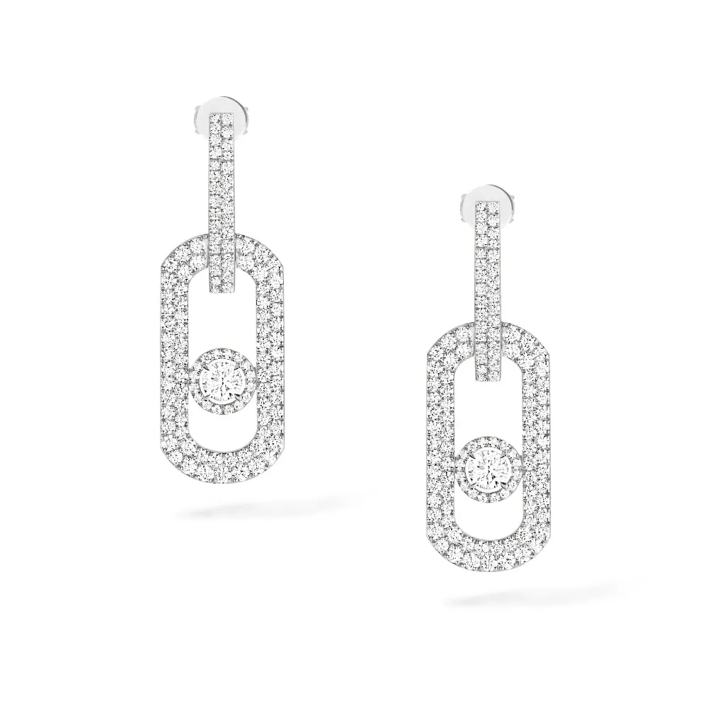 18K Gold So Move XL Pave Diamond Pendant Earrings