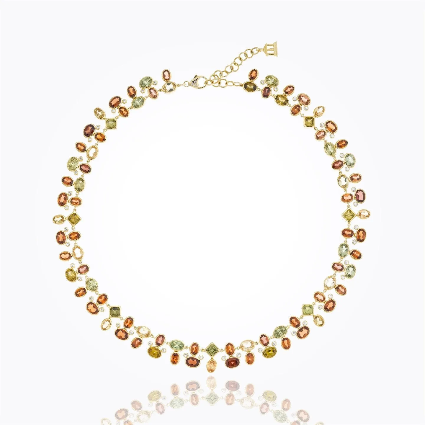 18K Hera Cluster Necklace in Mixed Garnet and diamond