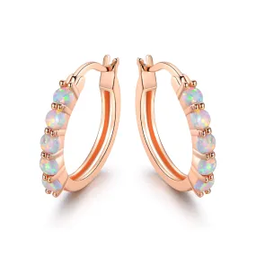 18K Rose Gold Plated Opal Hoop Earrings