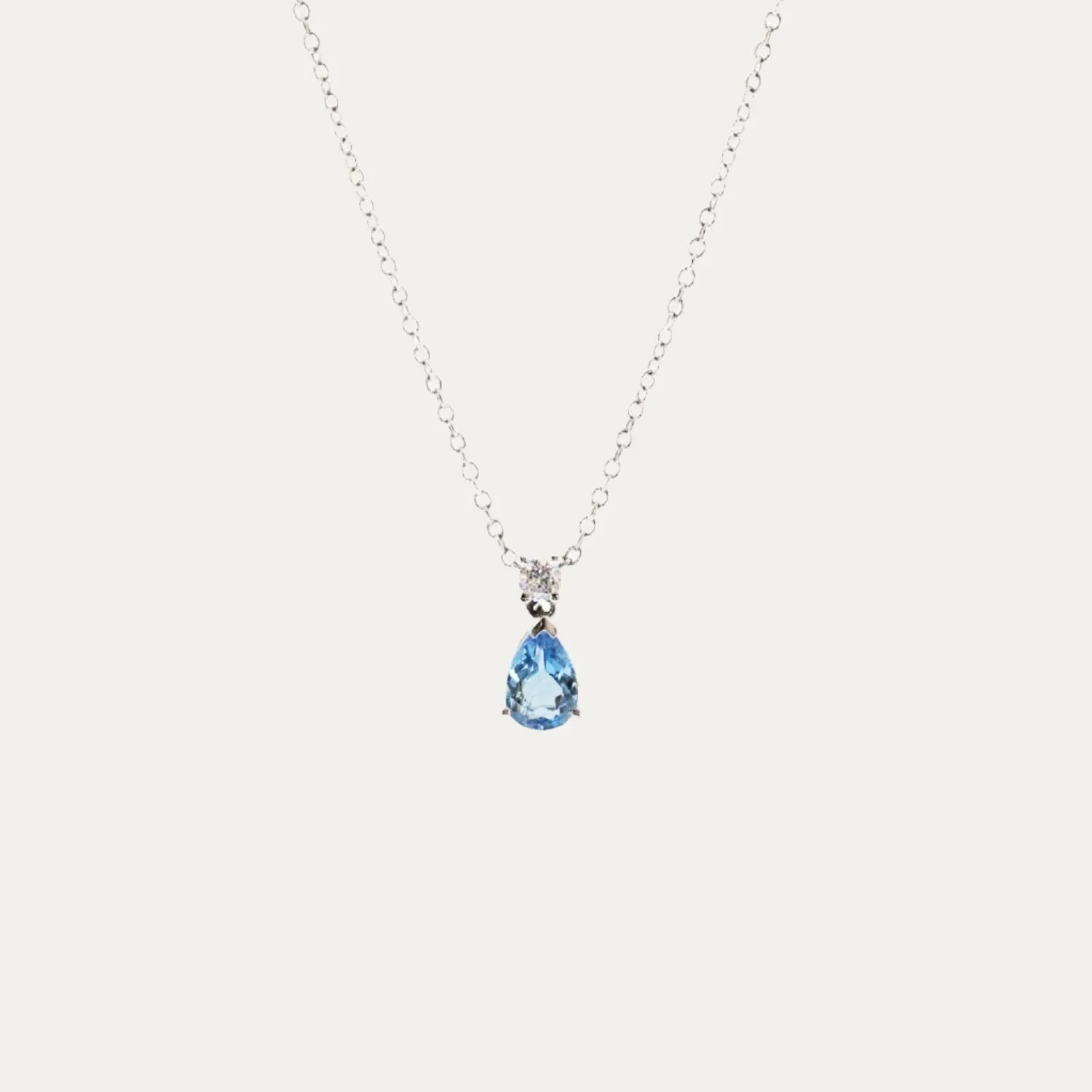 18k White Gold Santa Maria Aquamarine Diamond Necklace