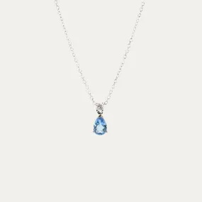 18k White Gold Santa Maria Aquamarine Diamond Necklace