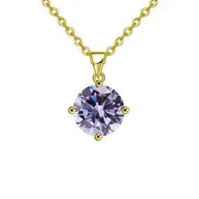 18k Yellow Gold 2 Carat Created Alexandrite Round Stud Necklace Plated 18 inch