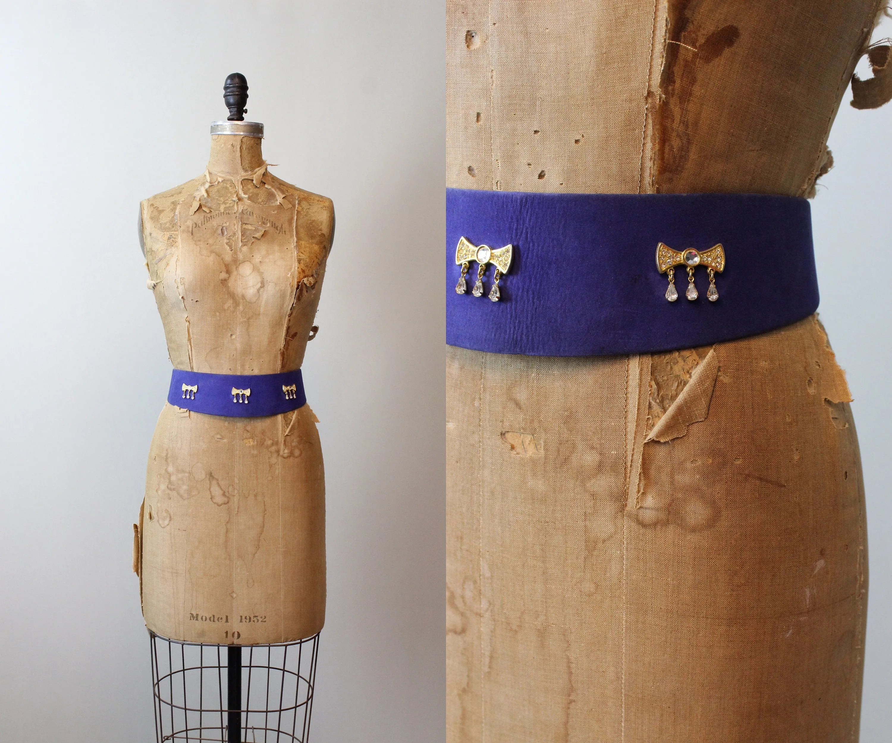 1950s PURPLE SUEDE wide leather belt medium | new spring