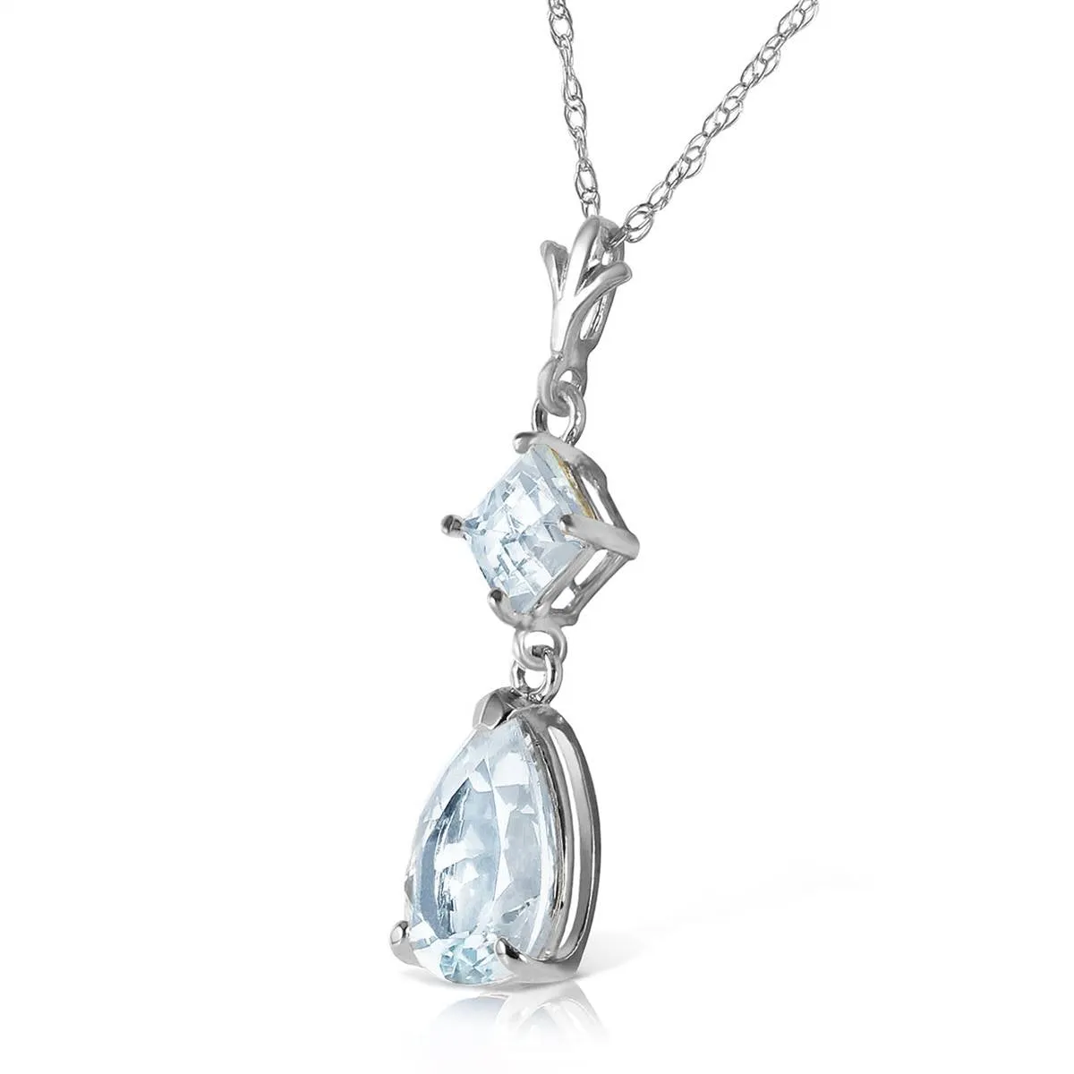 2 Carat 14K Solid White Gold Naturalme Of The Game Aquamarine Necklace