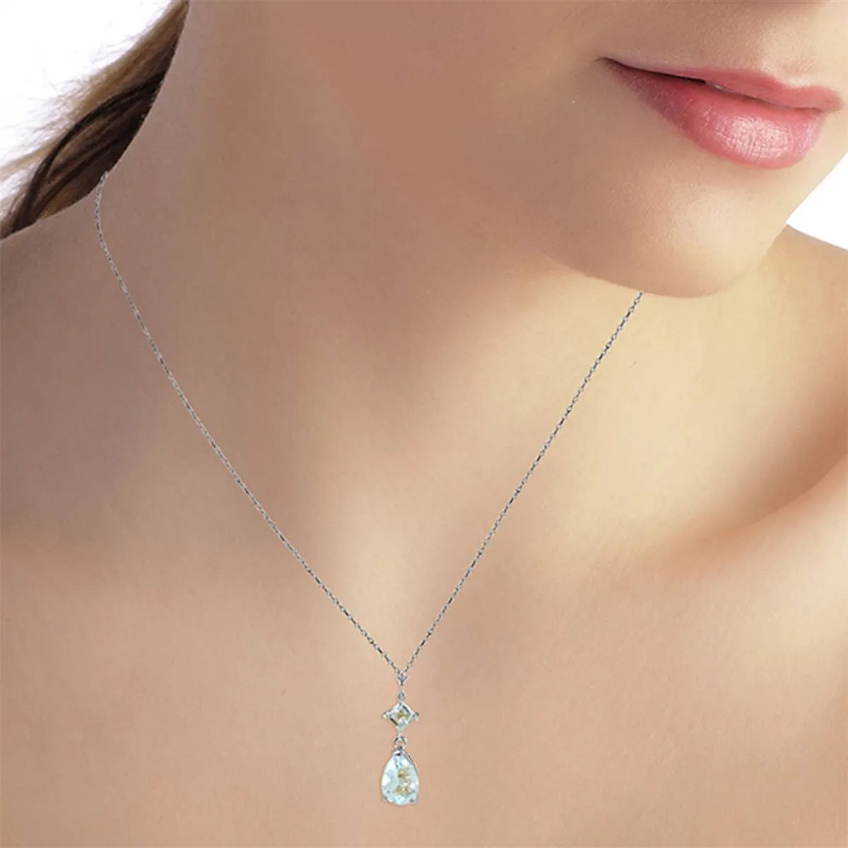 2 Carat 14K Solid White Gold Naturalme Of The Game Aquamarine Necklace