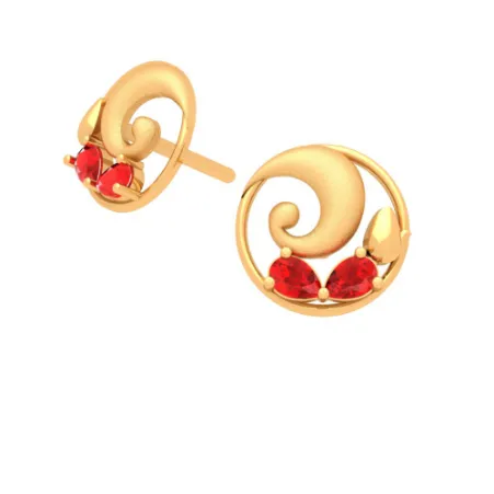 22k Gold Earrings Embellished With Brilliant Red Teardrop Gem From Goldlite Collection