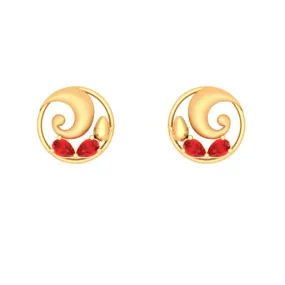 22k Gold Earrings Embellished With Brilliant Red Teardrop Gem From Goldlite Collection