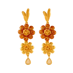 22k Unique Gold Earrings With Beautiful Floral Design