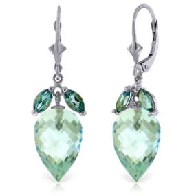 23.5 Carat 14K Solid White Gold Love At The Beach Blue Topaz Earrings