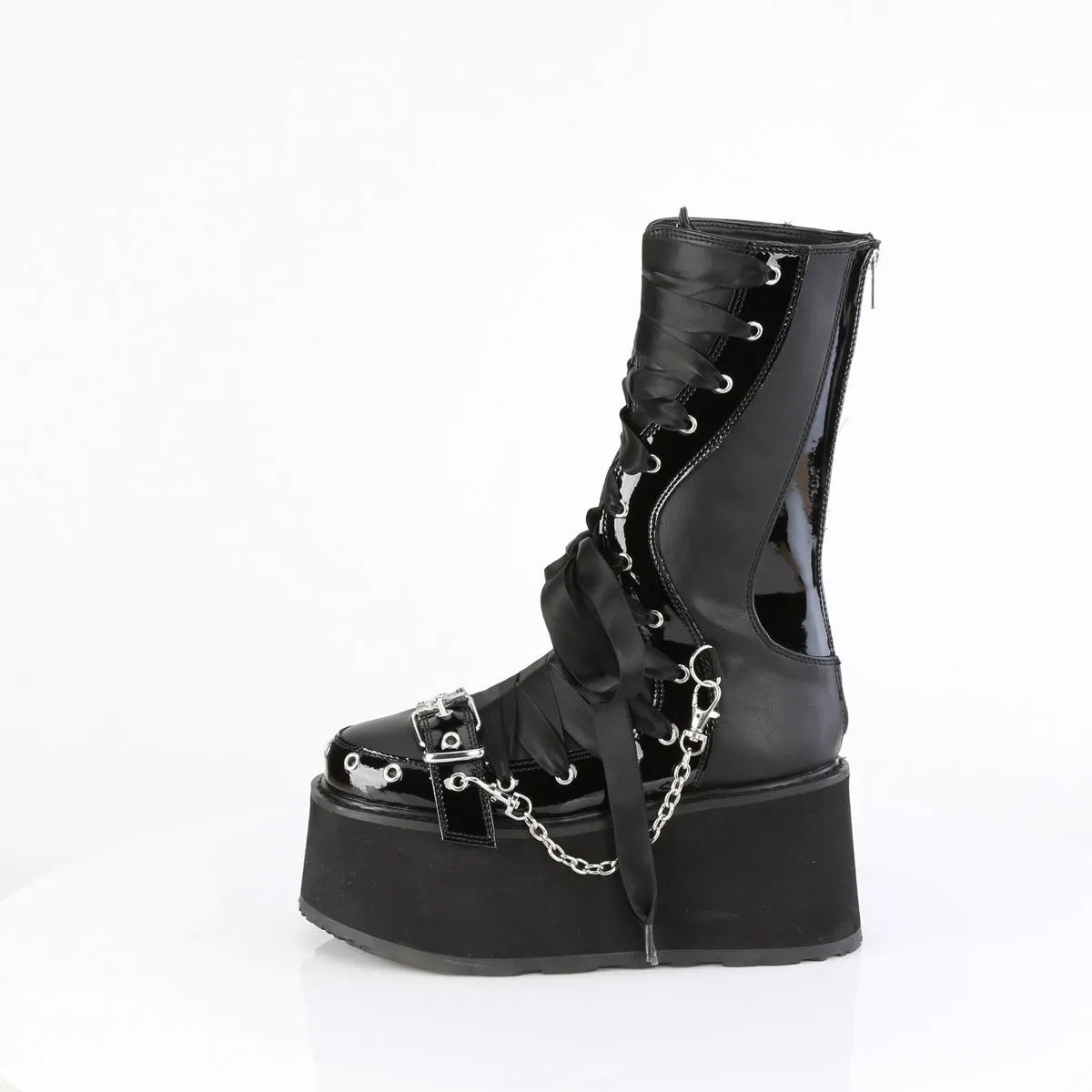 3 Inch Platform DAMNED-120 Black Vegan Leather-Patent