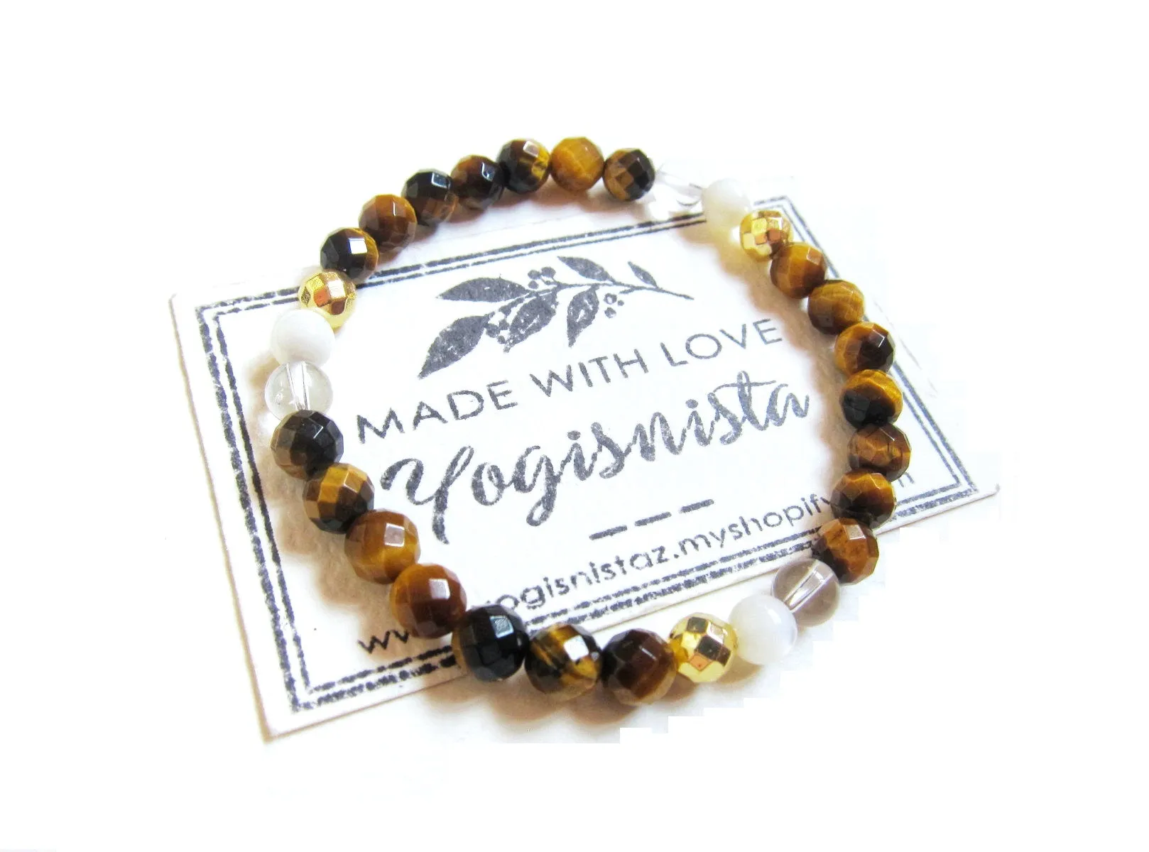 3 piece set - Mother of Pearl, Cat's Eye, Tiger Eye Energy Mala Bracelets