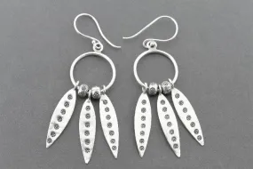 3 spear chandelier drop earring - fine silver