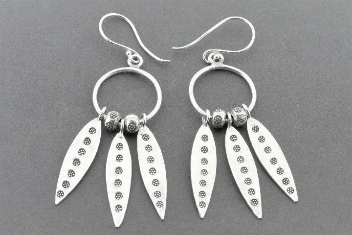 3 spear chandelier drop earring - fine silver