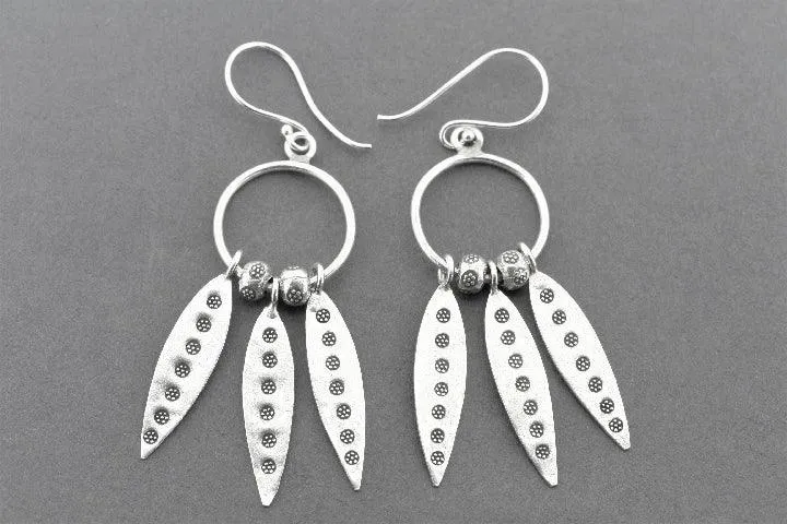 3 spear chandelier drop earring - fine silver