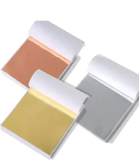 300 Imitaion Gold Leaf Sheets for Resin.3 Multi-Color Gold Foil Sheets (Gold,Silver,Rose Gold) are Suitable for Art,Crafts,Resin,Painting. (3 Colour Gold Silver Copper Each Colour 100 Sheets)