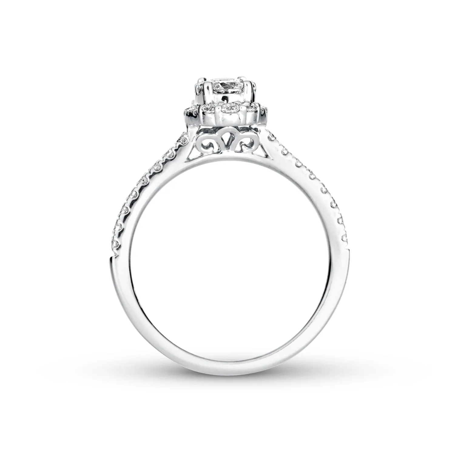 3/4ctw Diamond Oval Classic Halo Engagement Ring in Sterling Silver