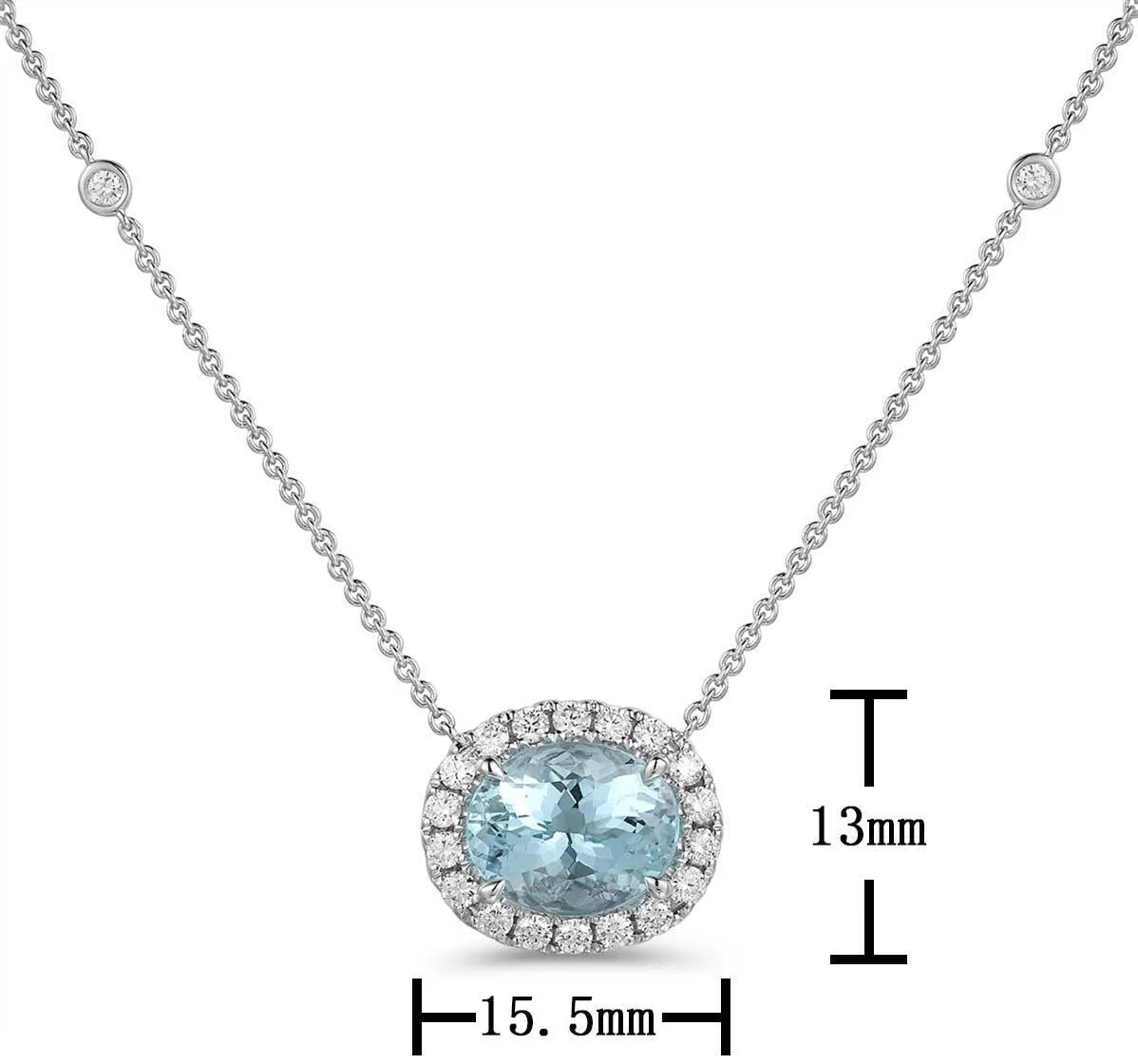 3.60ct tw Diamond Oval Aquamarine Pendant Necklace