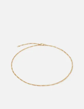 3mm Figaro Chain Choker, Gold Vermeil