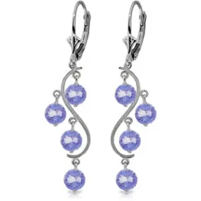 4 Carat 14K Solid White Gold Chandelier Earrings Natural Tanzanite