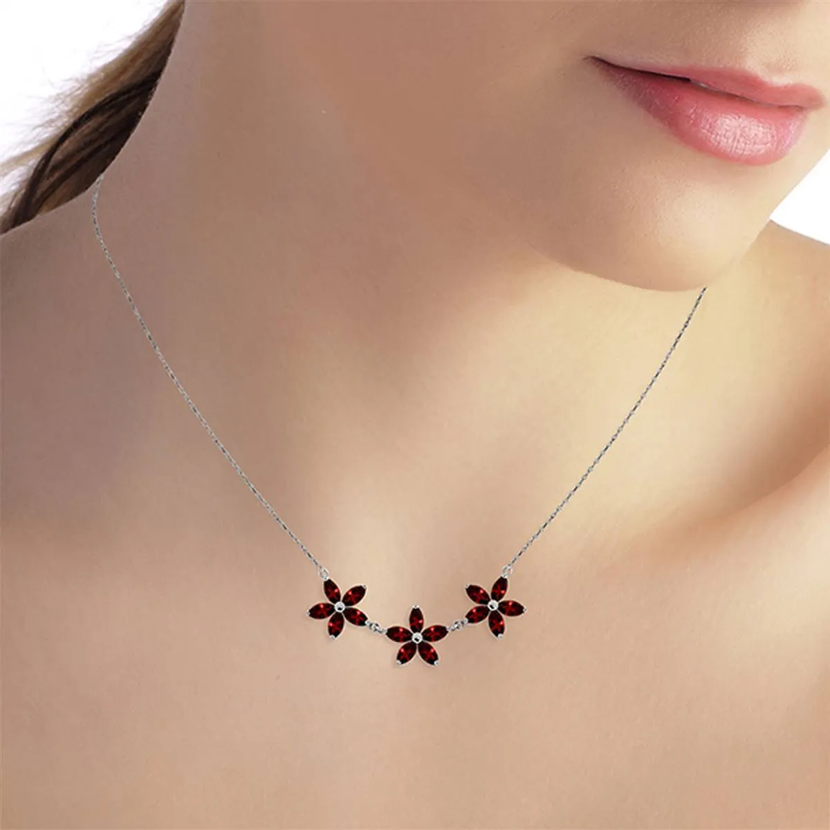 4.2 Carat 14K Solid White Gold Necklace Natural Garnet