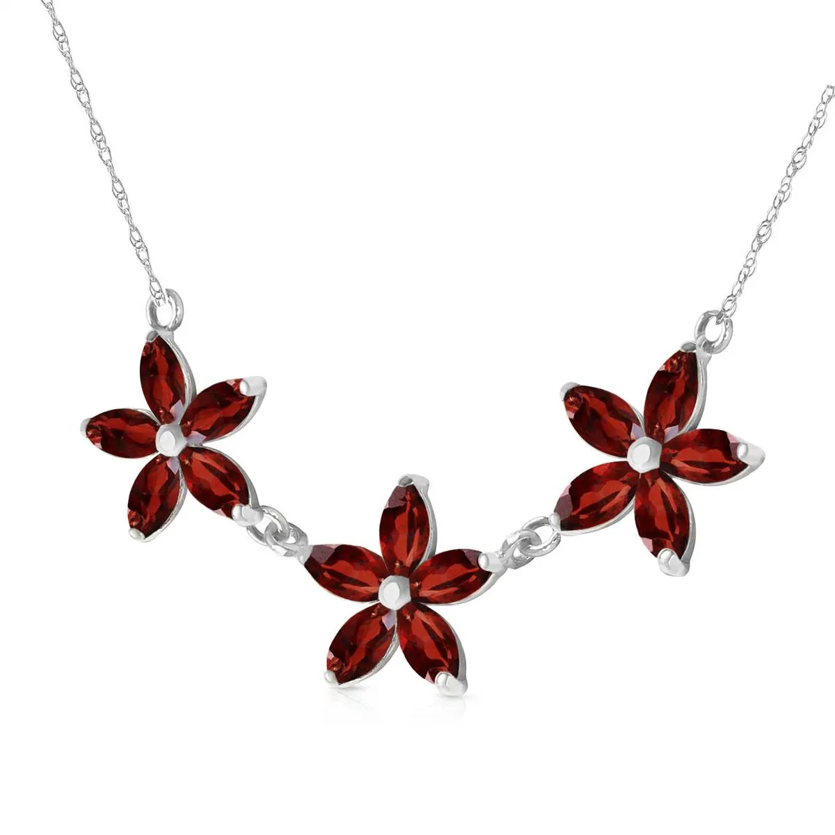 4.2 Carat 14K Solid White Gold Necklace Natural Garnet