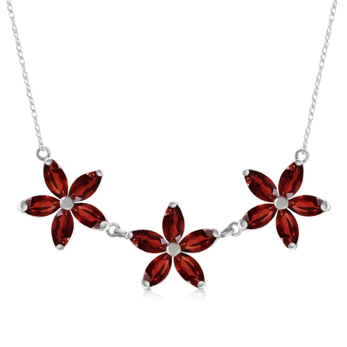 4.2 Carat 14K Solid White Gold Necklace Natural Garnet