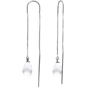 4.5 Carat 14K Solid White Gold Threaded Dangles Earrings White Topaz