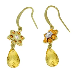 5.51 Carat 14K Solid Yellow Gold Botanica Citrine Diamond Earrings