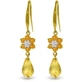 5.51 Carat 14K Solid Yellow Gold Botanica Citrine Diamond Earrings