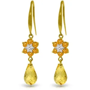 5.51 Carat 14K Solid Yellow Gold Botanica Citrine Diamond Earrings