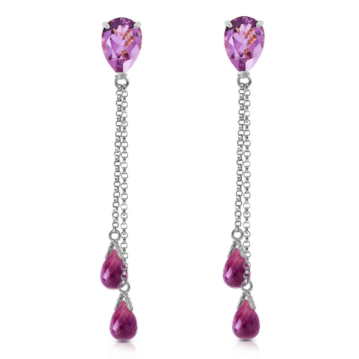 7.5 Carat 14K Solid White Gold Heart Can't Forget Amethyst Earrings