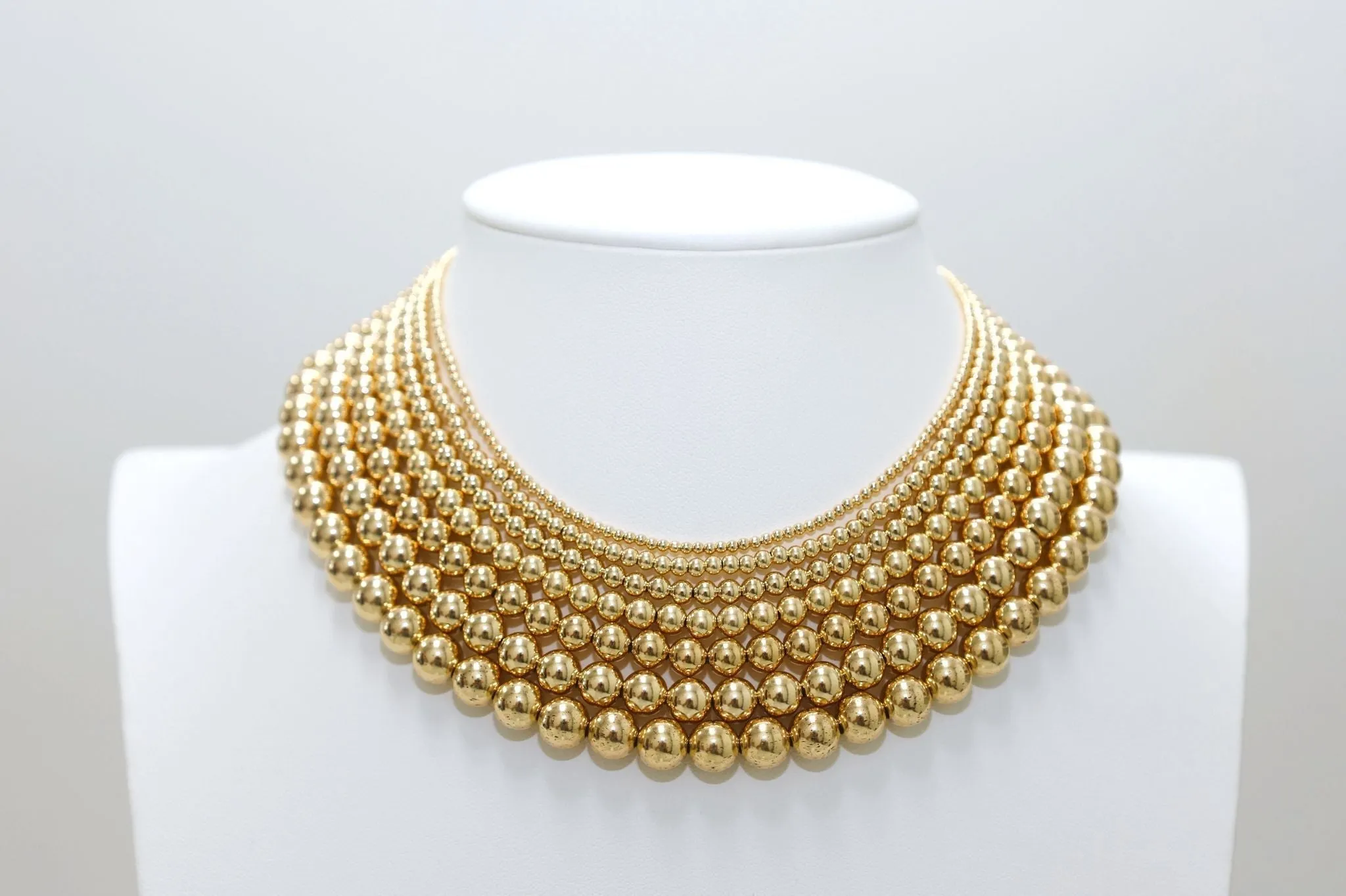 8MM 14K Gold-Filled Ball Beaded Choker/Necklace