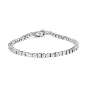 .925 Sterling Silver 1.0 Cttw Diamond Illusion-Set Miracle Plate Tennis Bracelet