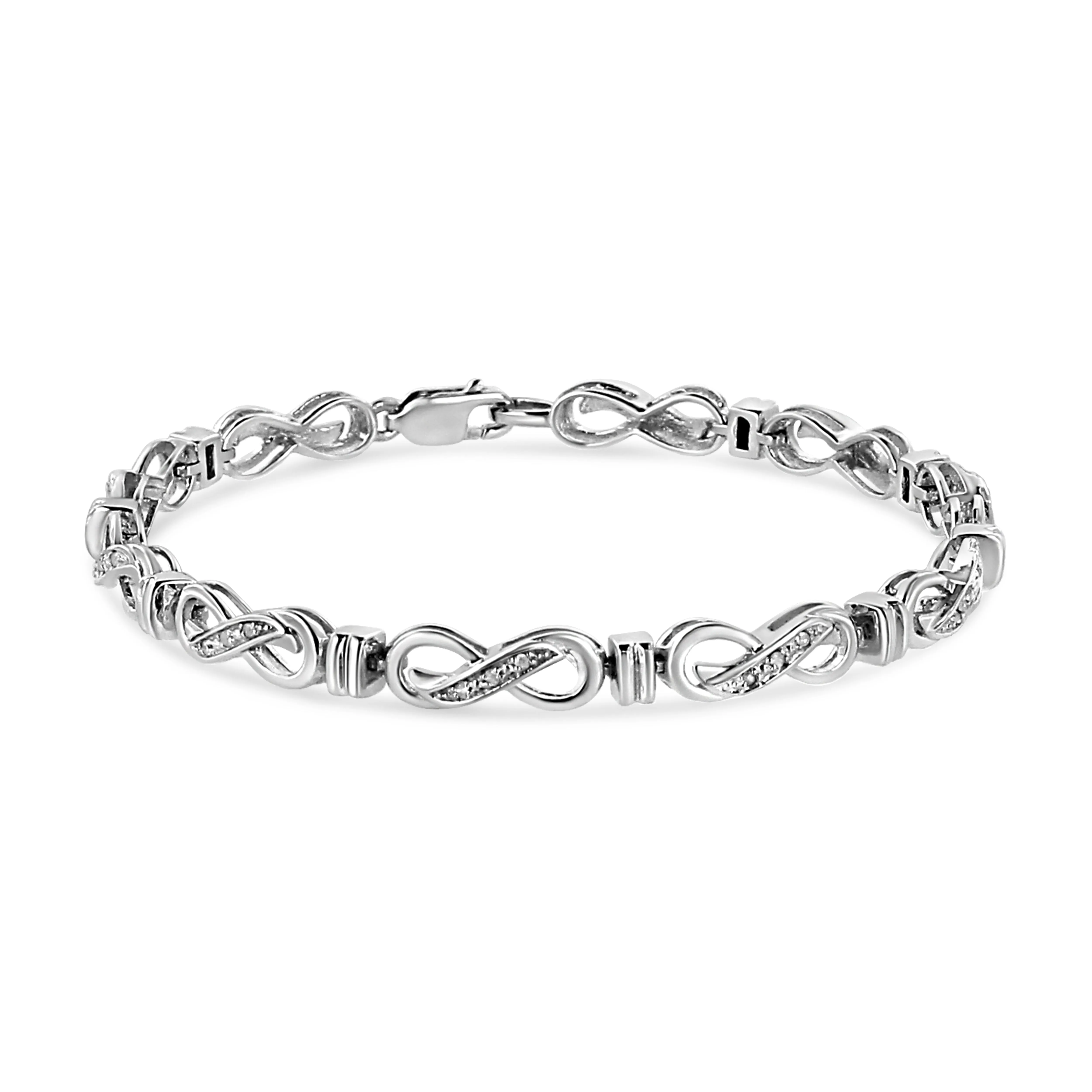 .925 Sterling Silver 1/6 Cttw Diamond Accent Infinity Link Bracelet