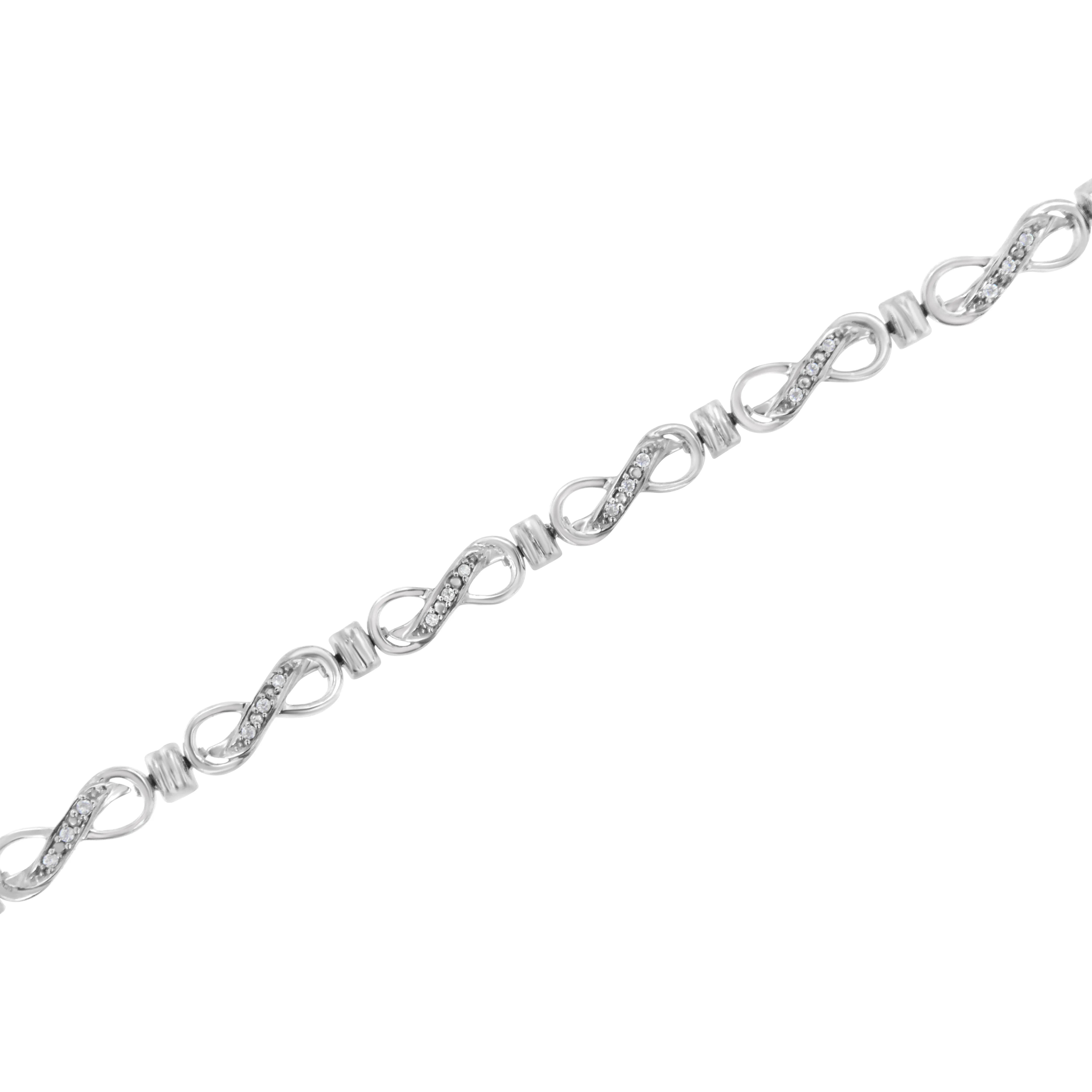 .925 Sterling Silver 1/6 Cttw Diamond Accent Infinity Link Bracelet