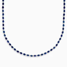 925 Sterling Silver Blue Sapphire Tennis Necklace