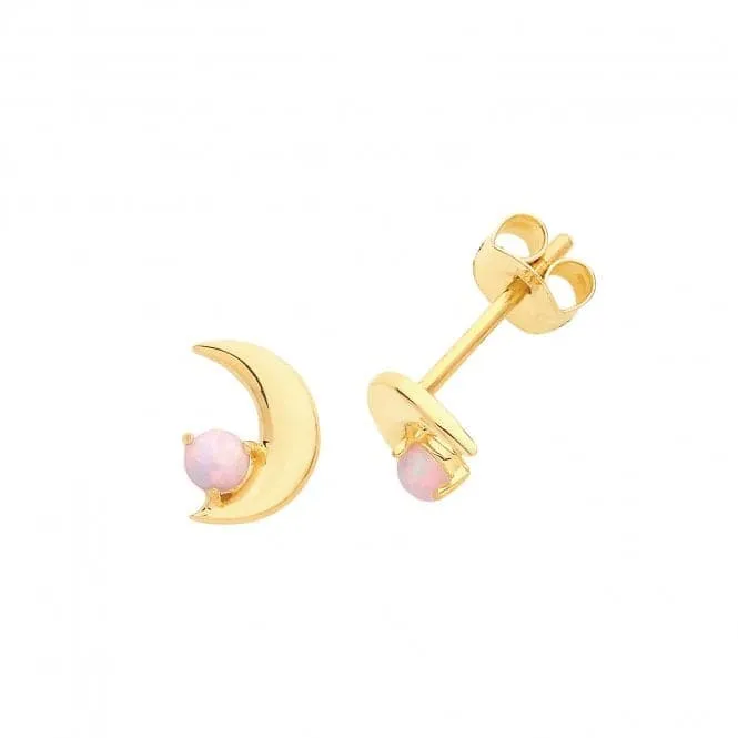 9ct Yellow Gold & Opal Moon Studs ES664