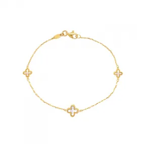 9ct Yellow Gold Mother of Pearl Clover Bracelet