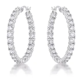 Abella Round Eternity Silver Hoop Earrings | 5.5ct