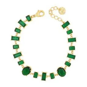 Absolute Emerald CZ Row Bracelet, Gold