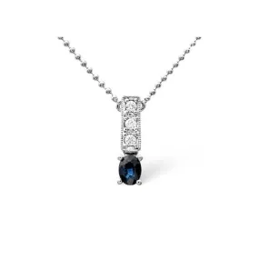 Acotis Diamonds 9K White Gold 0.05ct Diamond Sapphire Necklace B1125