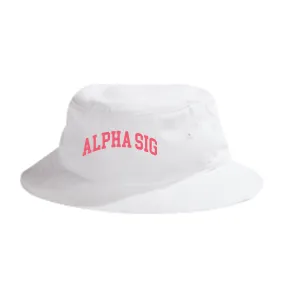 Alpha Sig Beach Day White bucket hat