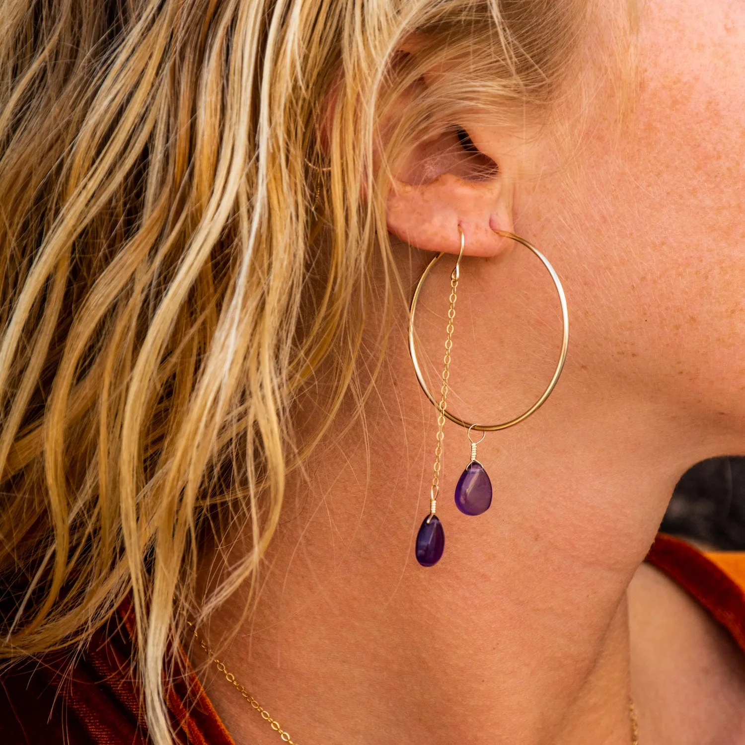 Amethyst Hoop Earrings