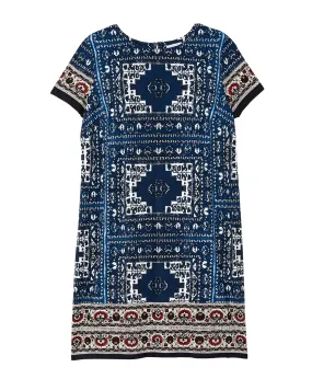 Amina Short Sleeve Shift Dress | Navy / White